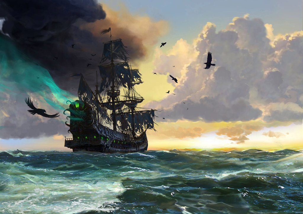 1024x724 The Flying Dutchman Into The Ocean - The Flying Dutchman Painting