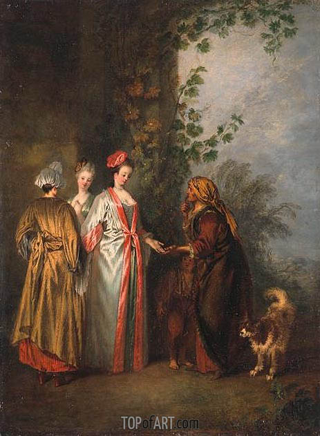 463x631 The Fortune Teller Watteau Painting 2989 Topofart - The Fortune Teller Painting