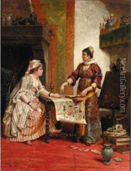 460x600 The Fortune Teller Oil Painting Reproduction By Paul Leon Jazet - The Fortune Teller Painting
