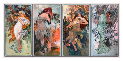 400x201 Four Seasons By Alphonse Mucha - The Four Seasons Painting