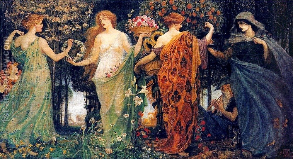 1000x545 The Masque Of The Four Seasons Walter Crane Reproduction 1st Art - The Four Seasons Painting