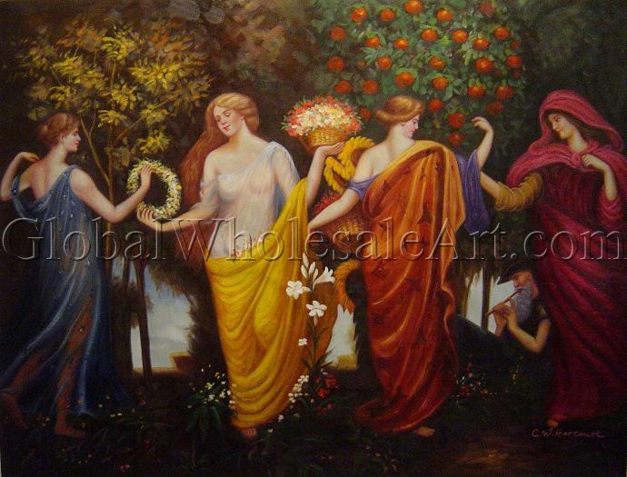 690x525 Walter Crane - The Four Seasons Painting