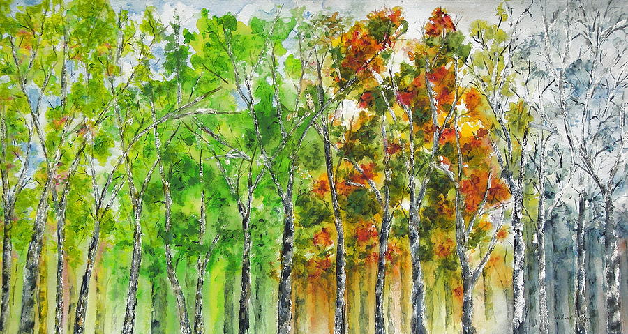 900x479 Four Seasons Painting By Jo Anne Wyatt - The Four Seasons Painting