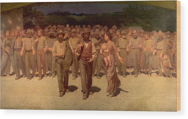 634x404 The Fourth Estate Wood Print By Giuseppe Pellizza Da Volpedo - The Fourth Estate Painting