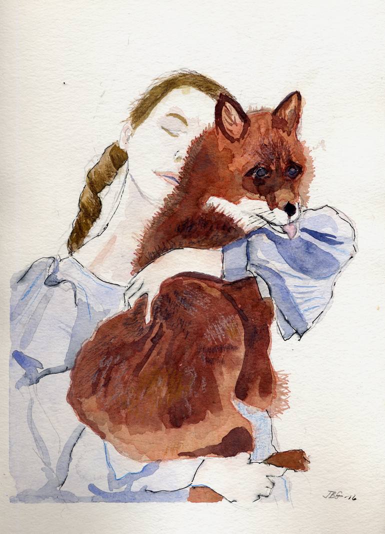 770x1068 Saatchi Art The Girl And The Fox Painting By Jack Goldman - The Fox Painting