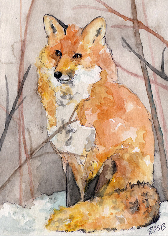 570x798 Fox Painting Print From Original Watercolor Painting - The Fox Painting