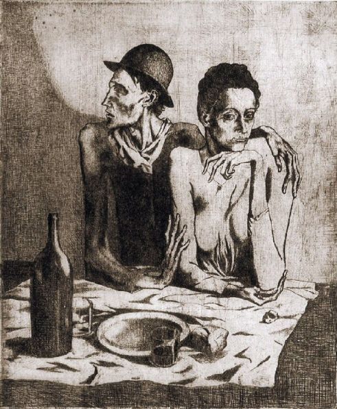 491x597 The Frugal Repast By Pablo Picasso, 1904 Artwork - The Frugal Repast Painting