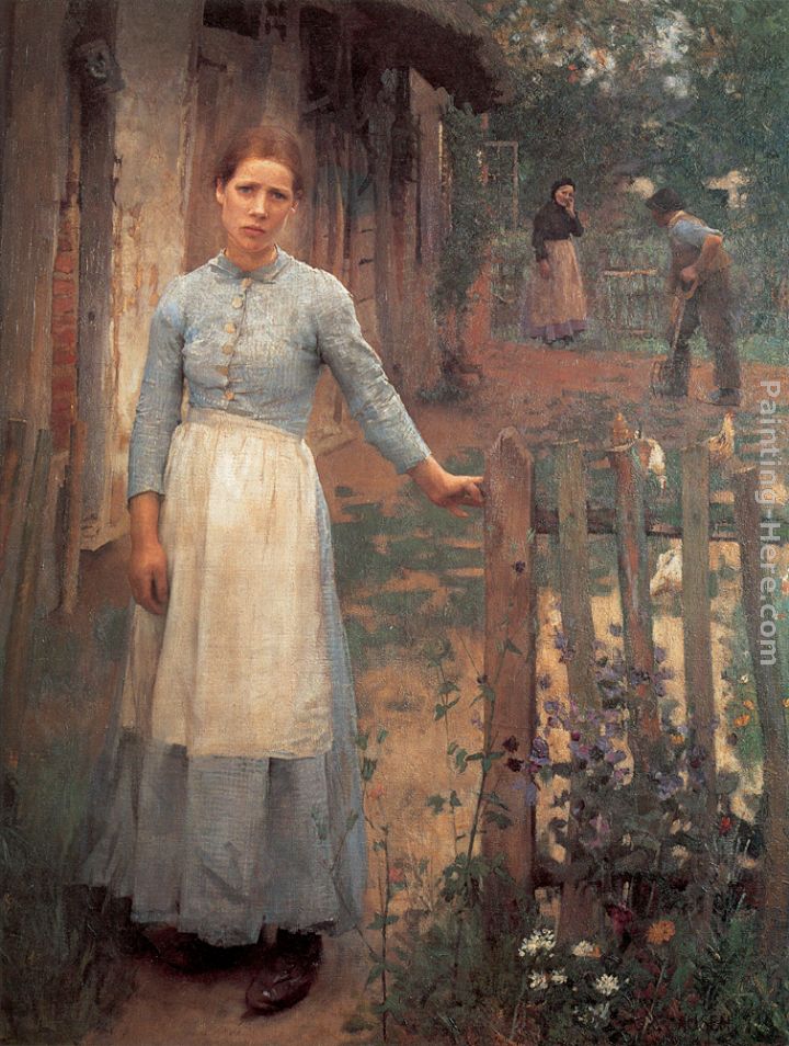 720x954 Sir George Clausen The Girl - The Gate Painting