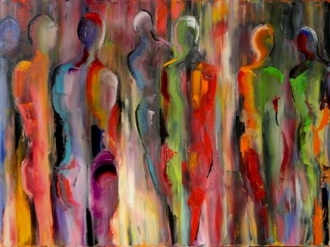 475x356 Gathering Figurative Painting By Texas Artist Laurie Pace Original - The Gathering Painting