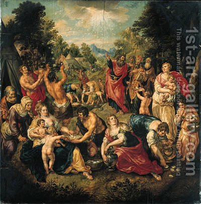 400x407 The Gathering Of The Manna By The Israelites Hendrick De Clerck - The Gathering Painting
