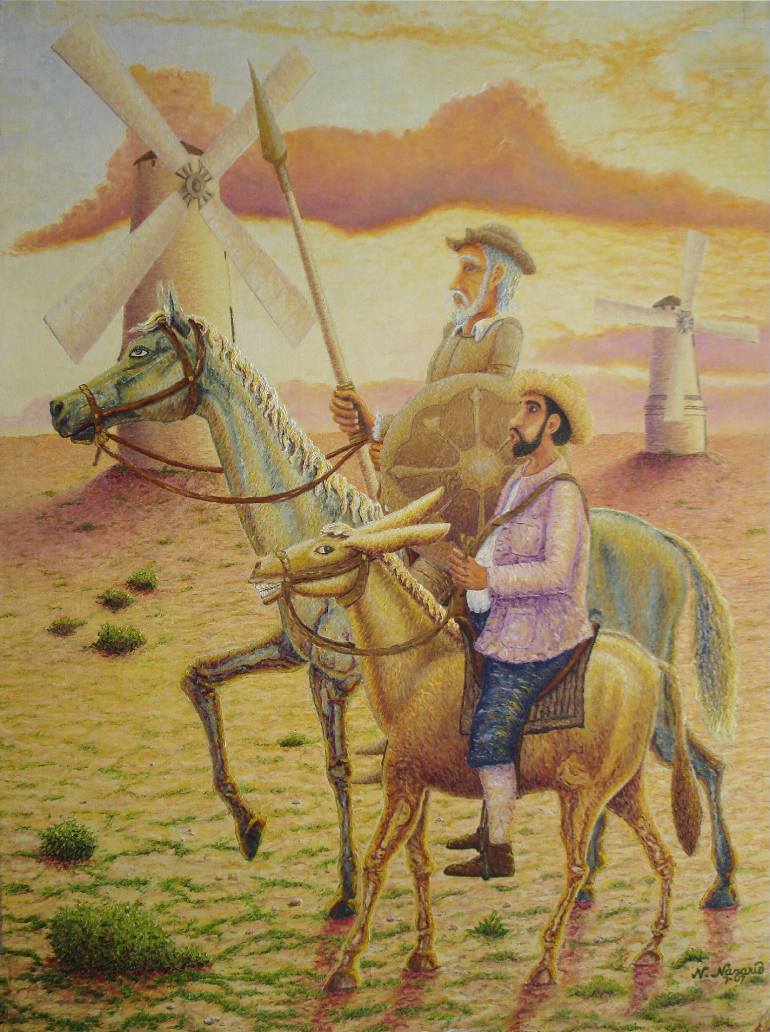 770x1032 Saatchi Art Don Quixote, Sancho Panza And The Giant Defeated - The Giant Painting