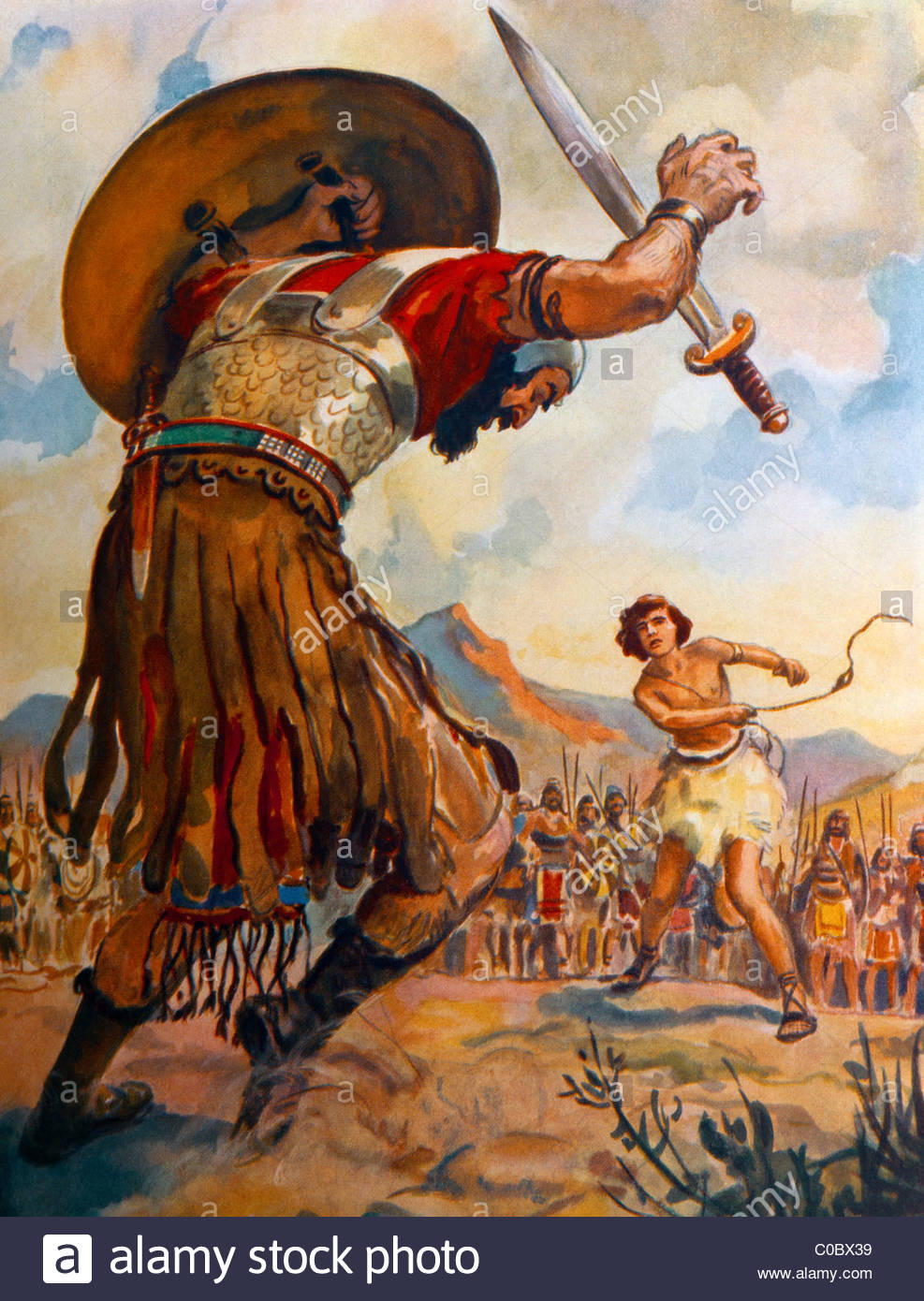 987x1390 The Giant Goliath Topples To The Ground Painting By Henry Coller - The Giant Painting