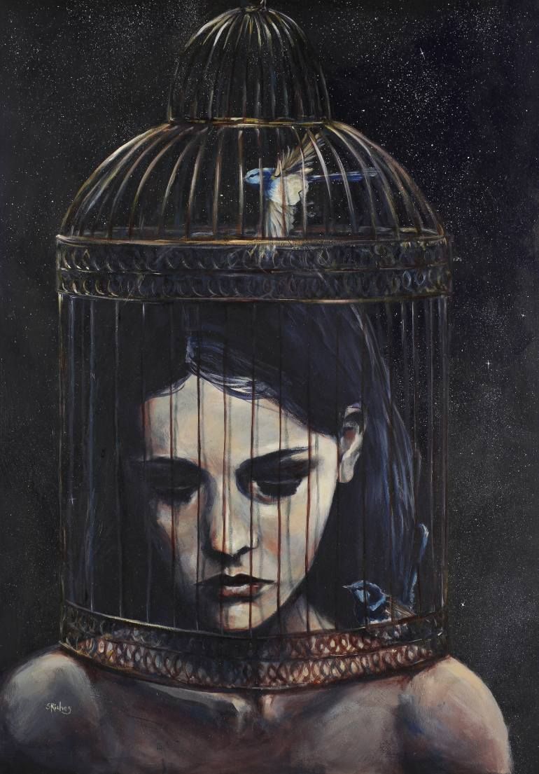 770x1105 Saatchi Art Artist Sara Riches Painting, - The Gilded Cage Painting