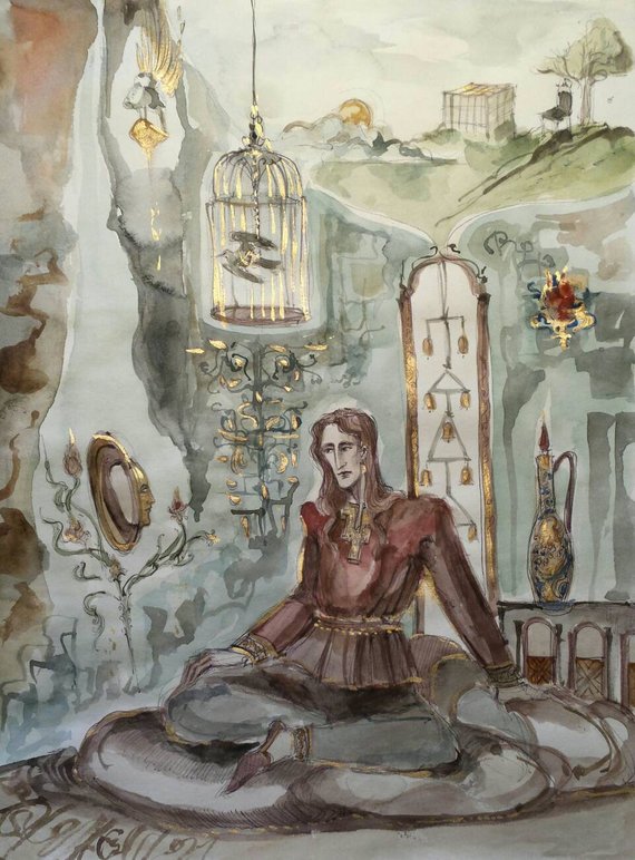 570x772 The Gilded Cage Original Painting Songbird Prince Sacred Heart - The Gilded Cage Painting