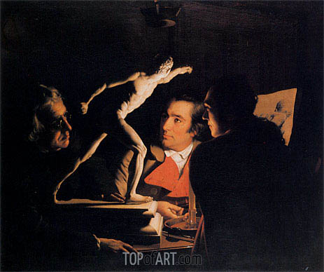 463x388 Three Persons Viewing The Gladiator By Candle Light Wright - The Gladiator Painting