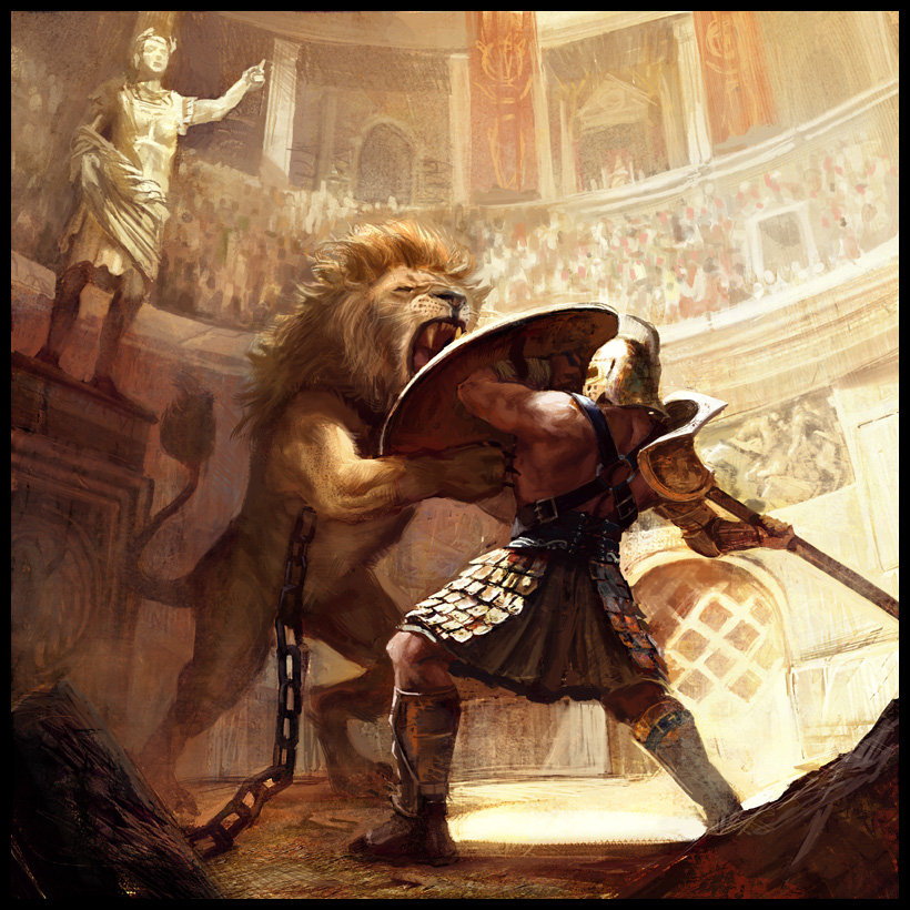 820x820 Gladiator Vs Lion By Miguelcoimbra - The Gladiator Painting