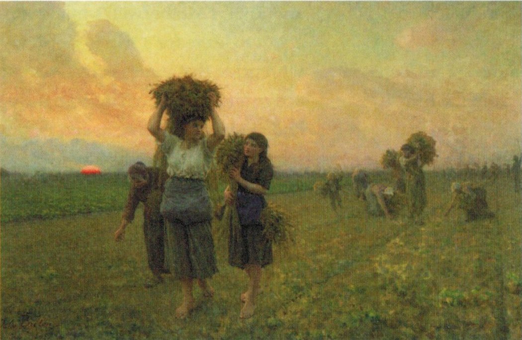 1050x684 File'The Last Gleanings', Oil On Canvas Painting By Jules Adolphe - The Gleaning Painting