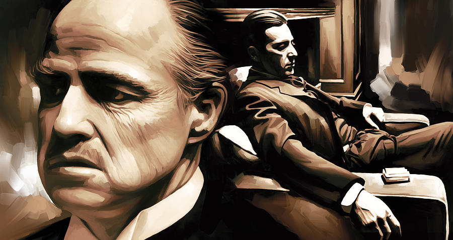 900x477 The Godfatherrtwork Painting By Sheraz - The Godfather Painting