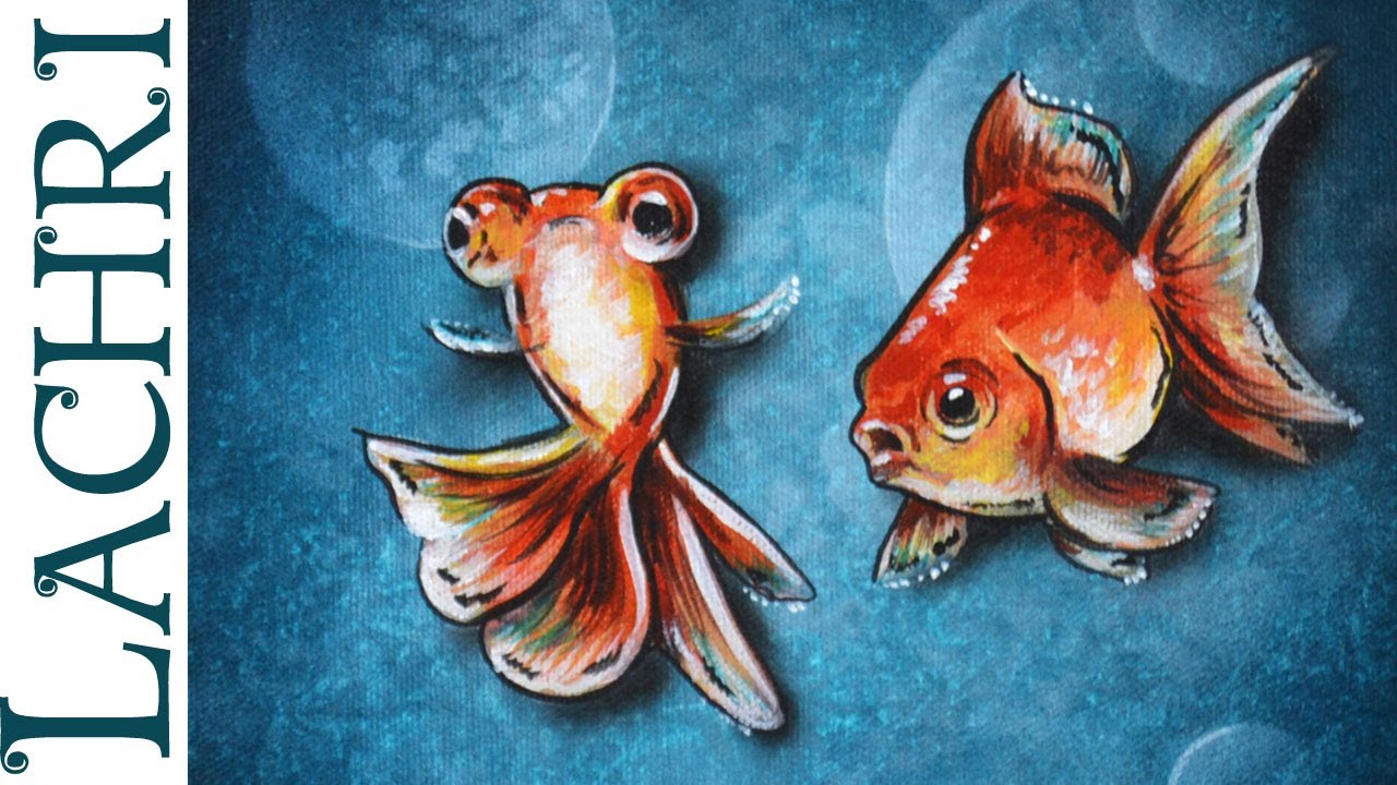 1280x720 Time Lapse Surreal Goldfish In Space Acrylic And Airbrush Speed - The Goldfish Painting