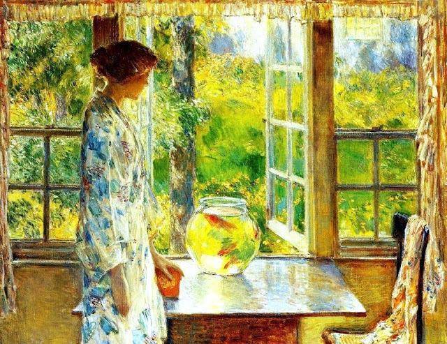 640x493 Artwork By Childe Hassam - The Goldfish Painting