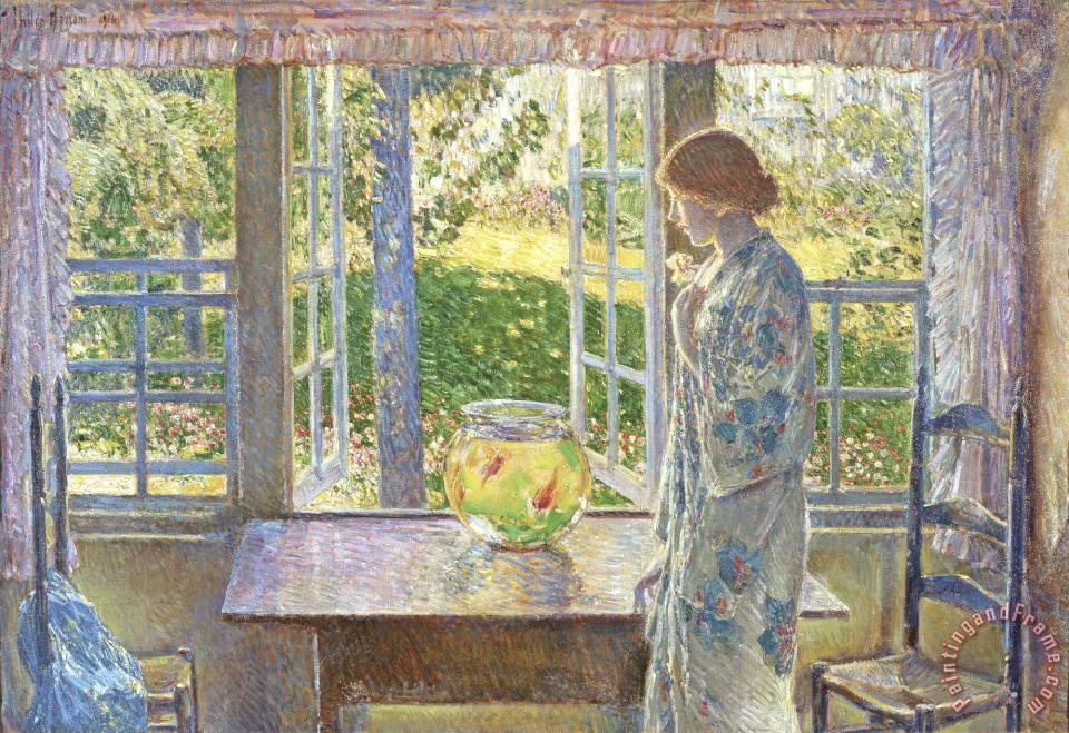 960x659 Childe Hassam The Goldfish Window Painting - The Goldfish Painting
