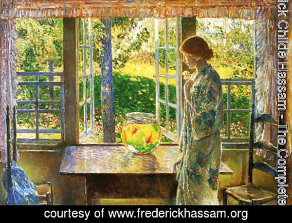 600x457 Frederick Childe Hassam - The Goldfish Painting