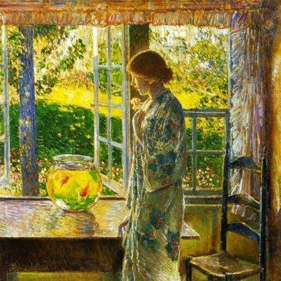 403x403 Frederick Childe Hassam The Goldfish Window Artartists - The Goldfish Window Painting