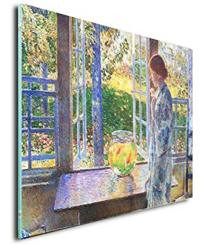 310x355 The Goldfish Window (Hassam) Acrylic Print Wall Decor - The Goldfish Window Painting