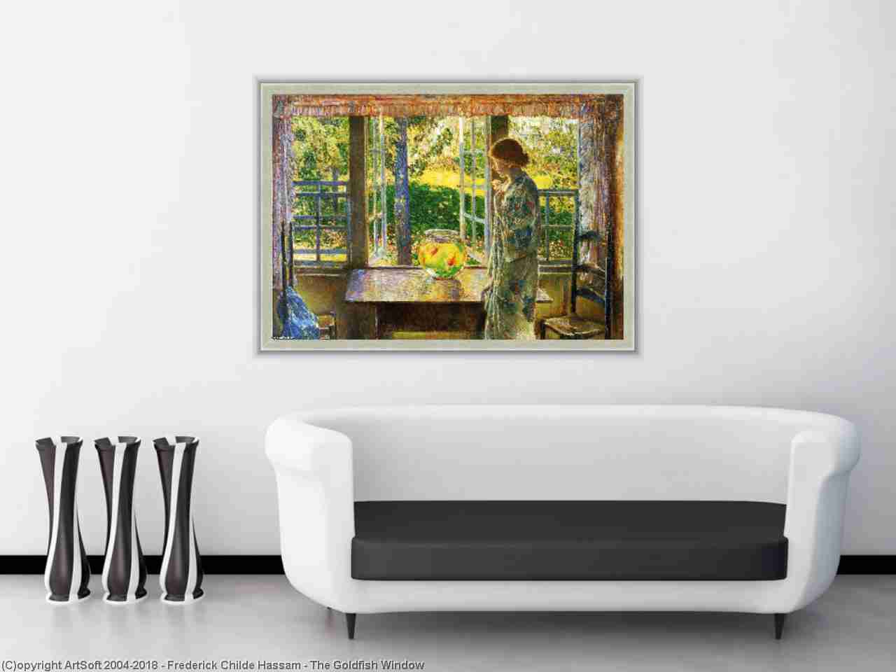 1280x960 The Goldfish Window By Frederick Childe Hassam - The Goldfish Window Painting