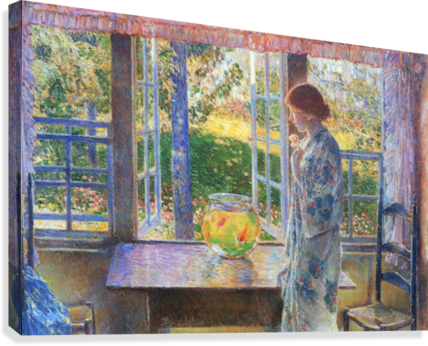 428x346 The Goldfish Window By Hassam - The Goldfish Window Painting