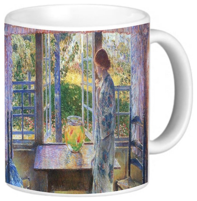 626x640 Childe Hassam Art The Goldfish Window Coffee Mug - The Goldfish Window Painting