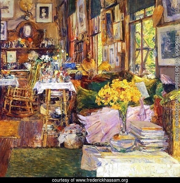 589x600 Frederick Childe Hassam - The Goldfish Window Painting