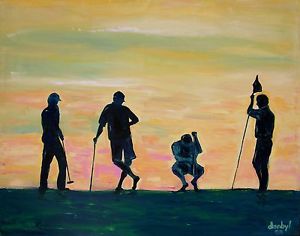 300x236 Golf Original Art Painting Dan Byl Masters Contemporary Modern - The Golfers Painting