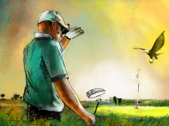 680x509 Gallery Of Fun With Golf Paintings By Miki De Goodaboom - The Golfers Painting