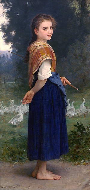 300x632 The Goose Girl (Bouguereau) - The Goose Girl Painting