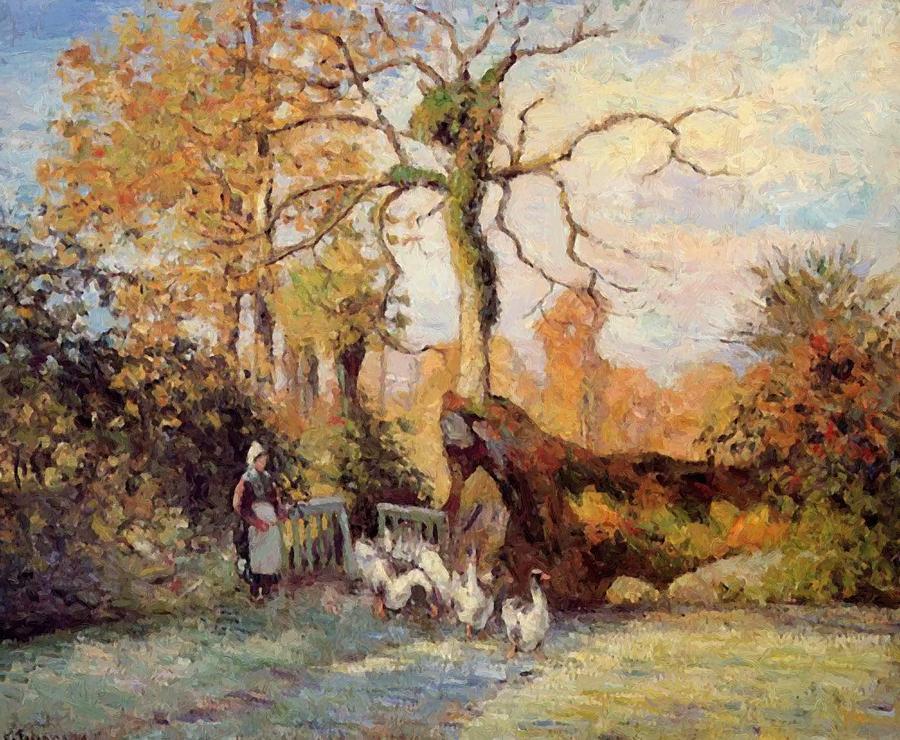 900x740 The Goose Girl At Montfoucault White Frost 1875 Painting By - The Goose Girl Painting