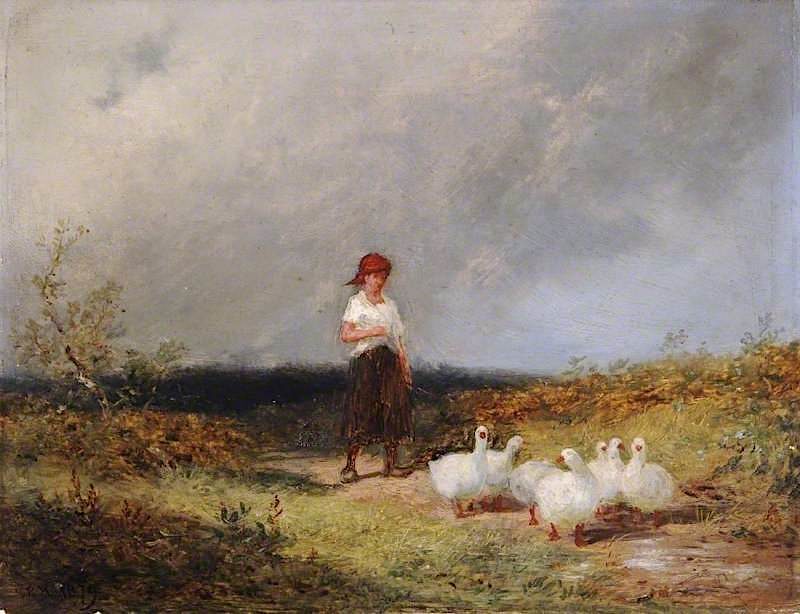 800x614 The Goose Girl Painting Edward Hargitt Oil Paintings - The Goose Girl Painting