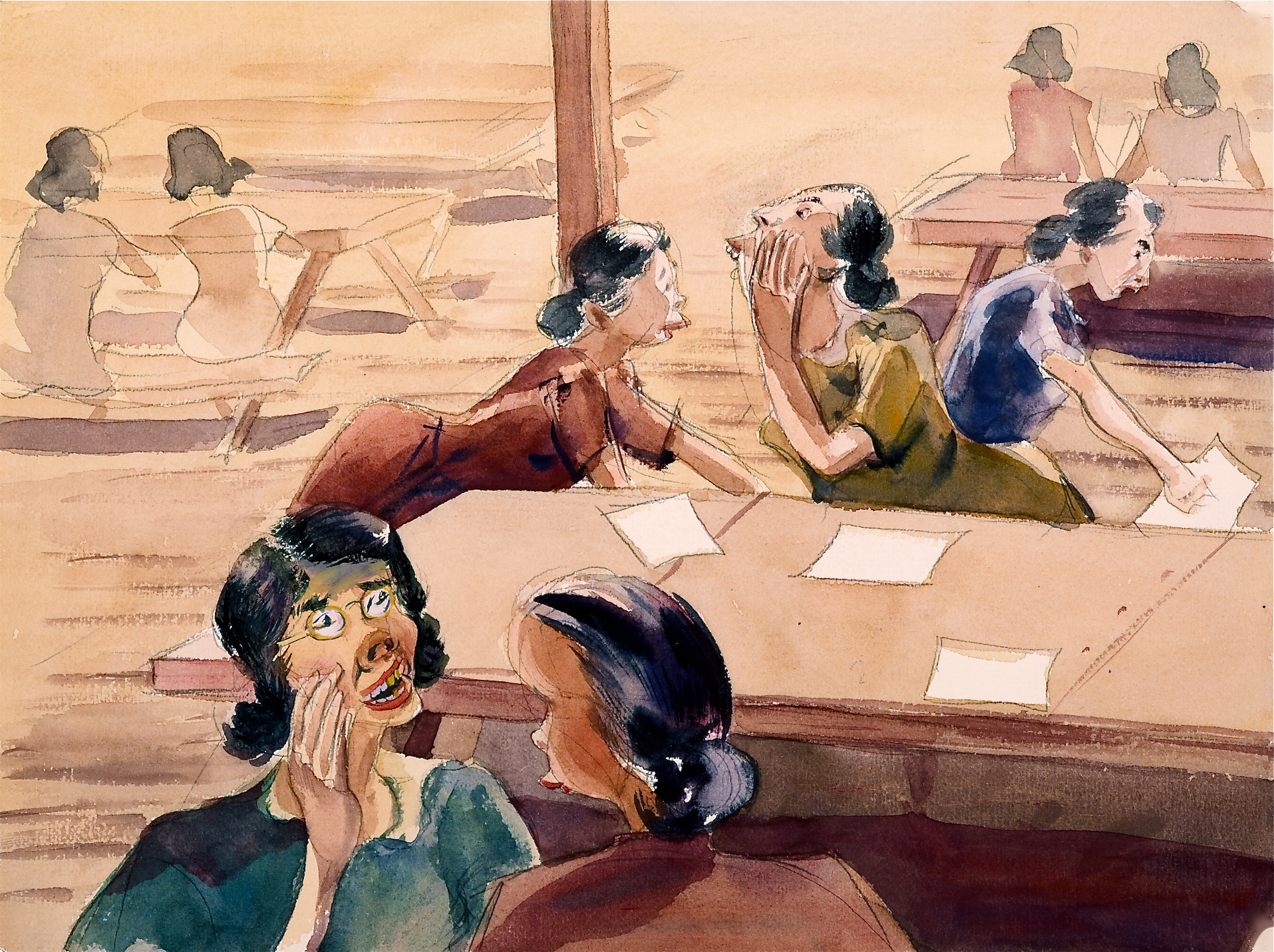 1915x1431 Japanese American Relocation Centers Records A Student Digital - The Gossips Painting