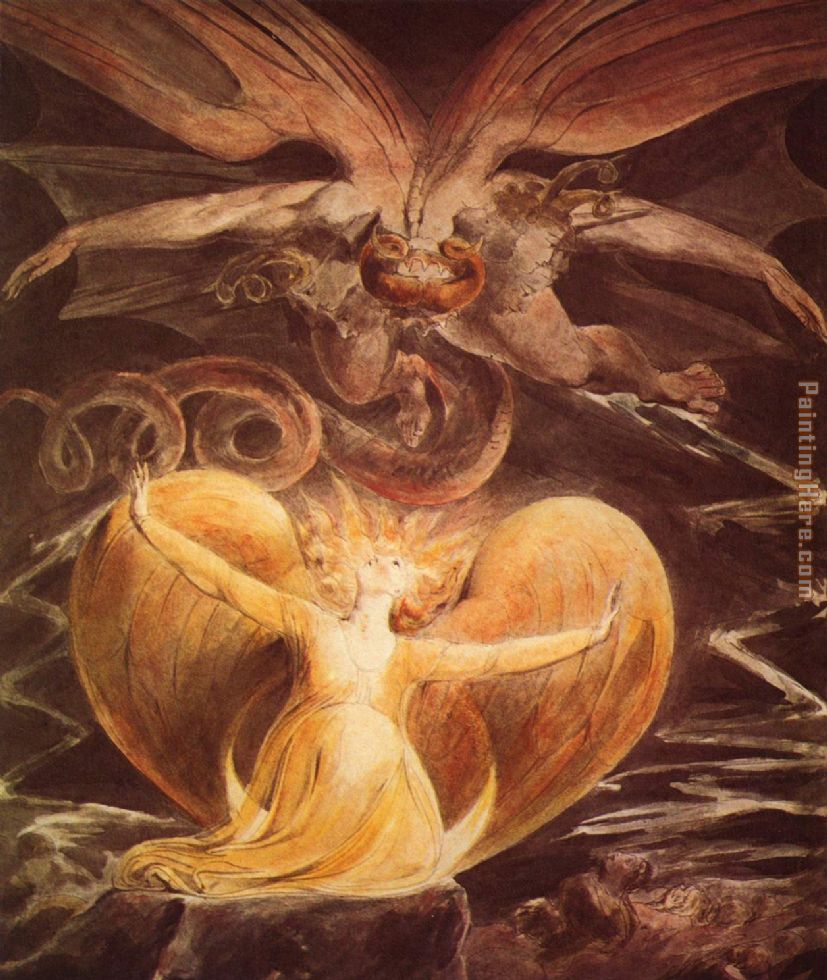 827x980 William Blake The Great Red Dragon And The Woman Clothed With Sun - The Great Red Dragon Painting
