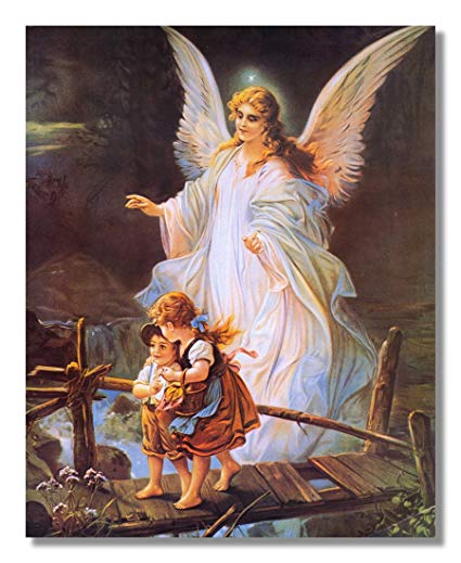 425x519 Guardian Angel With Children On Bridge Religious Wall - The Guardian Angel Painting