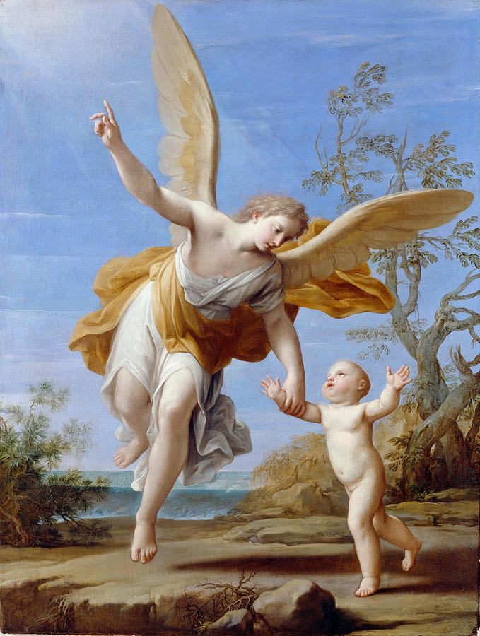679x900 The Guardian Angel Painting By Marcantonio Franceschini - The Guardian Angel Painting