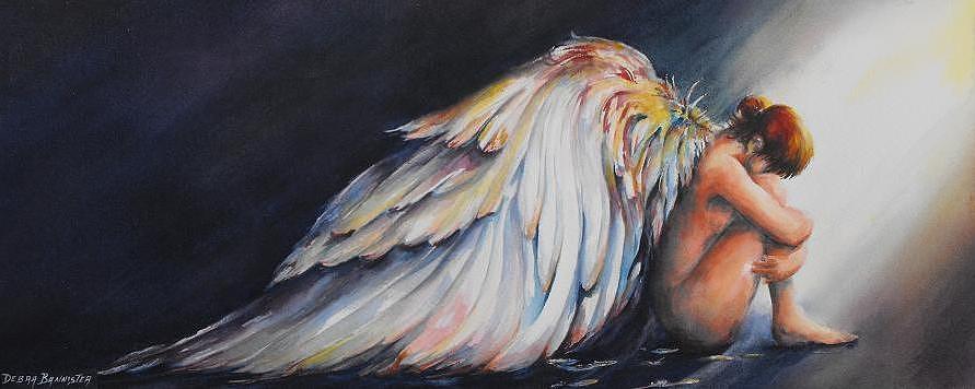 891x356 Guardian Angel At Rest Painting By Debra Bannister - The Guardian Angel Painting