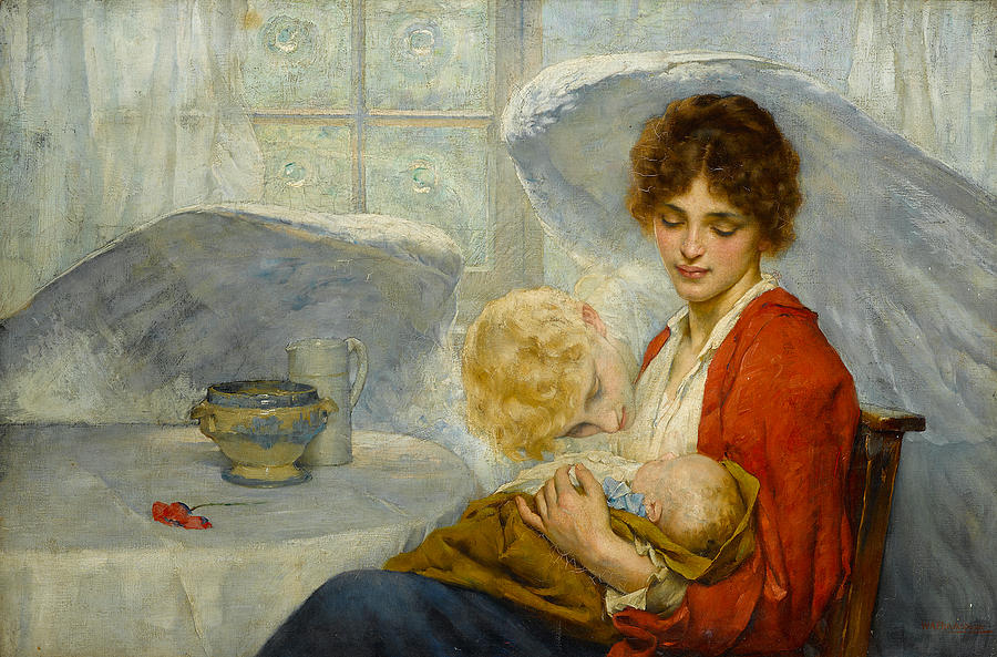 900x593 The Guardian Angel Painting By William Arthur Breakspeare - The Guardian Painting