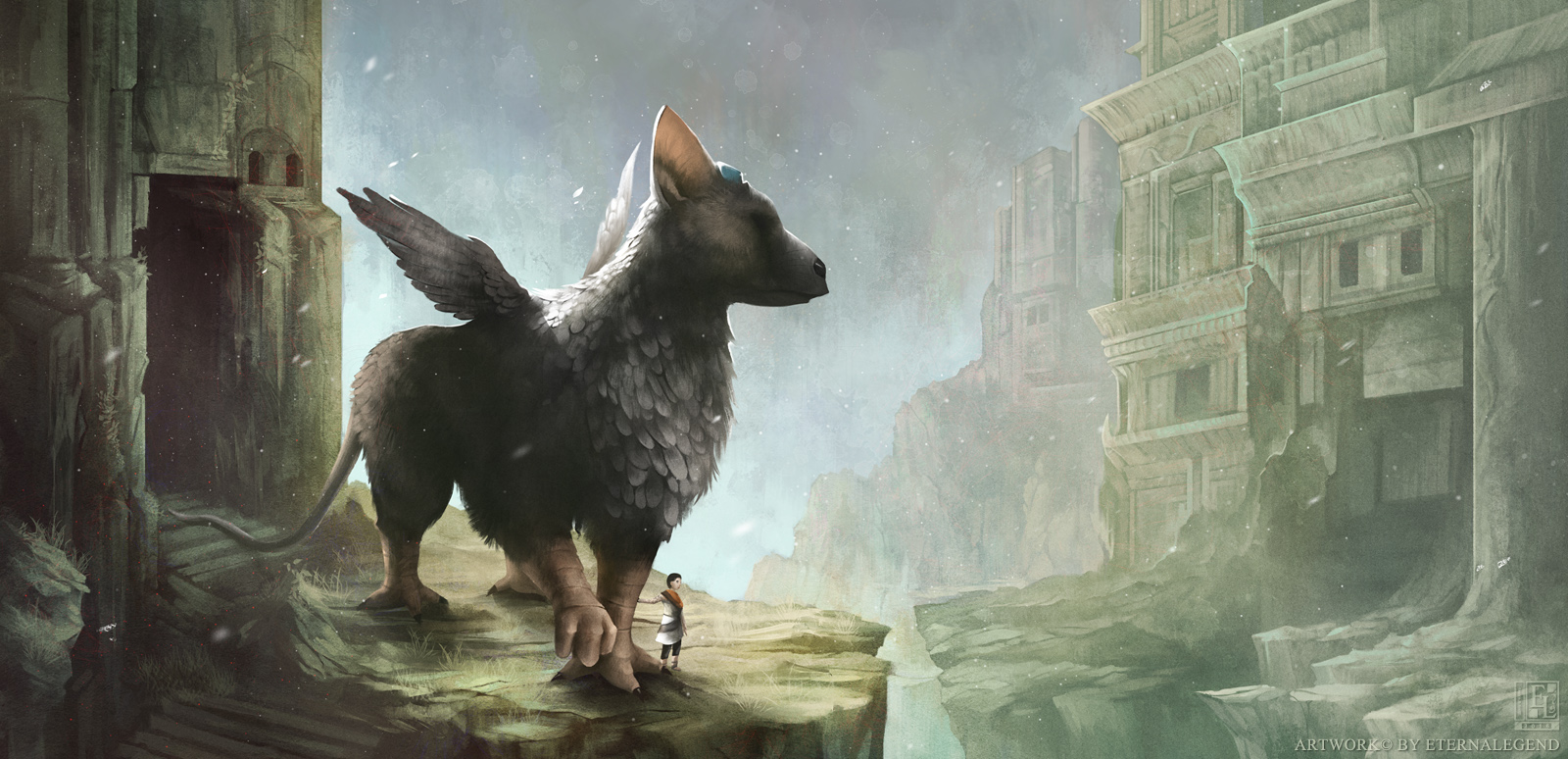 1600x774 The Last Guardian By Eternalegend - The Guardian Painting