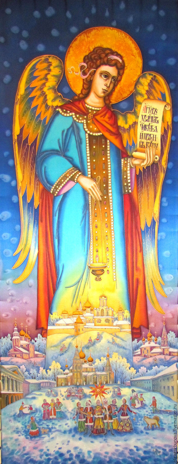 576x1500 Batik Painting The Guardian Angel Shop Online On Livemaster - The Guardian Painting