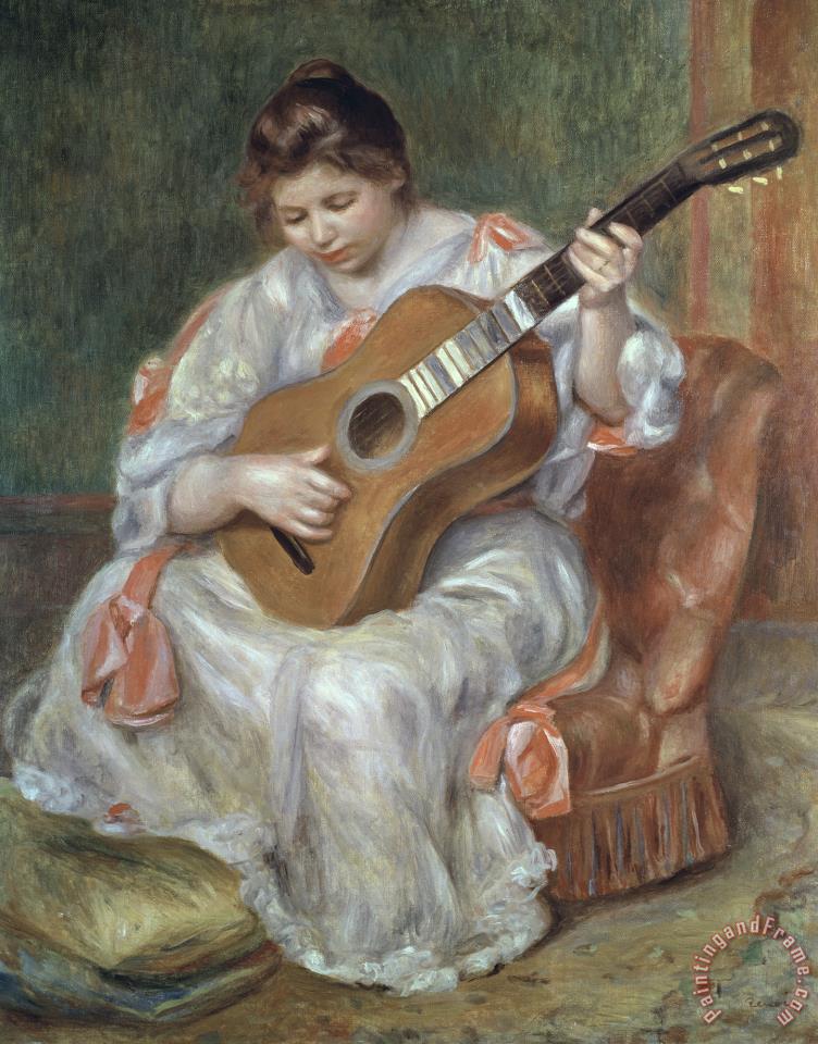 752x960 Pierre Auguste Renoir The Guitar Player Painting - The Guitar Player Painting