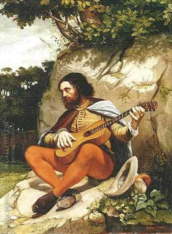 350x476 The Guitar Player 1845 By Gustave Courbet - The Guitar Player Painting