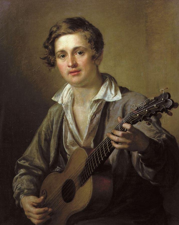 714x900 The Guitar Player Painting Vasily Tropinin Oil Paintings - The Guitar Player Painting