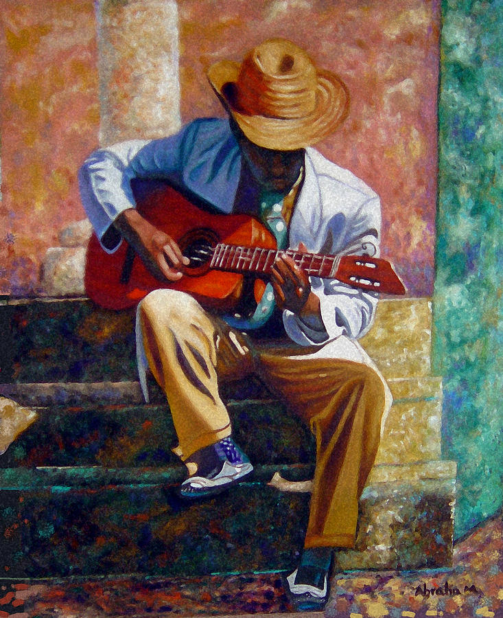 733x900 The Guitar Player Painting By Jose Manuel Abraham - The Guitar Player Painting