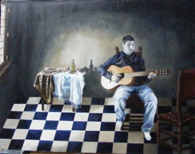 400x316 The Guitar Player An Oil Painting Demonstration Of The Flemish - The Guitar Player Painting